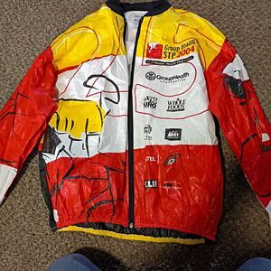 Leslie Jordan Group Health STP 2004 NASCAR Racing Jacket M Red Yellow White